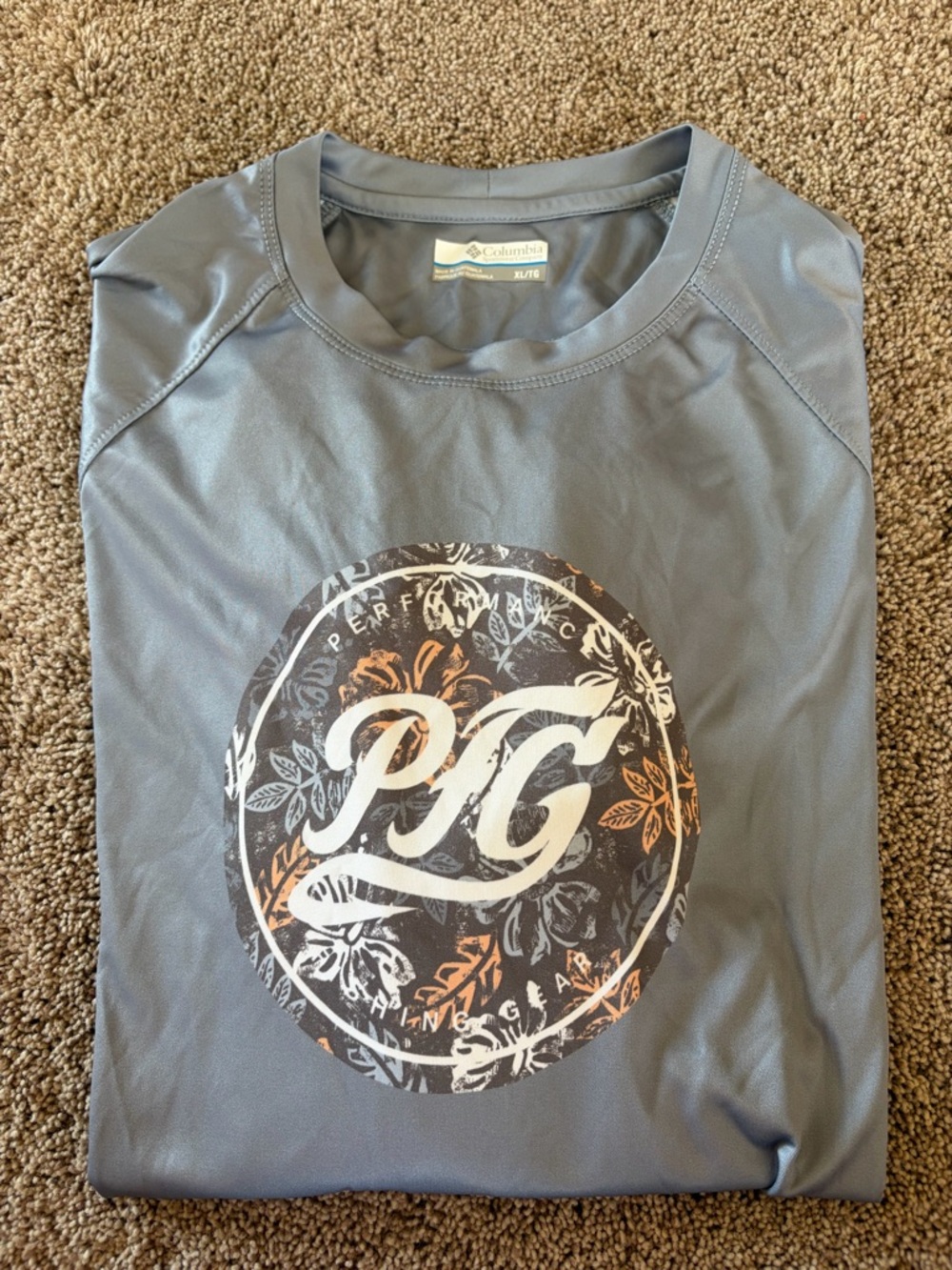 Columbia Blue-Gray Performance Long Sleeve with Floral Logo